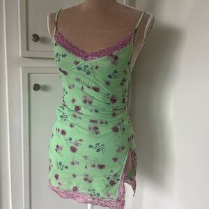 Motel Rocks Green mesh floral mini dress